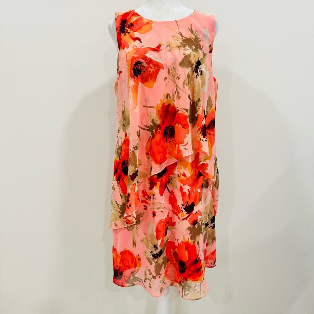 Lauren‎ Ralph Lauren Dress Womens 12 Pink Floral A Line Chiffon Sleeveless Party